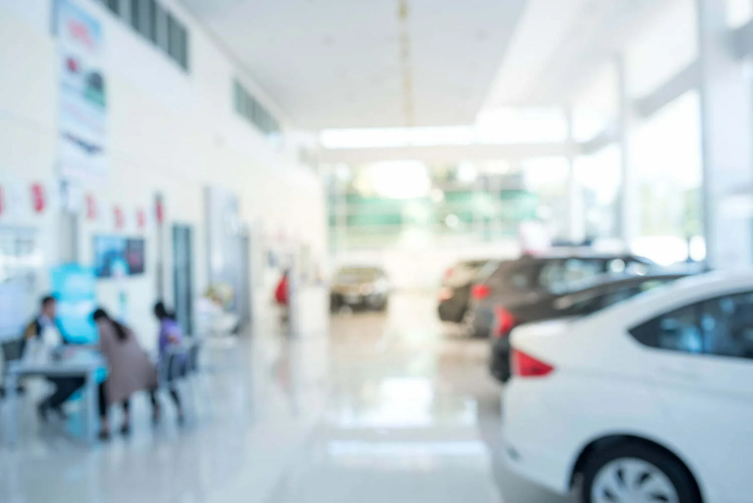 interior shot of a car dealership with an added blur effect